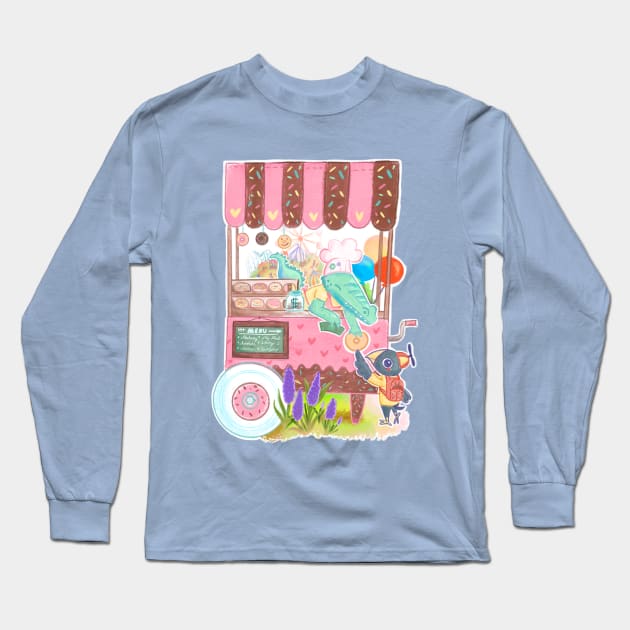 Pastel Alligator Selling Carnival Donuts Long Sleeve T-Shirt by narwhalwall